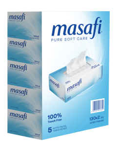 Masafi Facial Tissue Pack of 5 x 130 sheets x 2 Ply