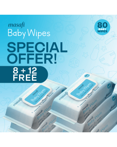 Masafi - Baby Wet Wipes 80 Pcs 12 + 8 Free